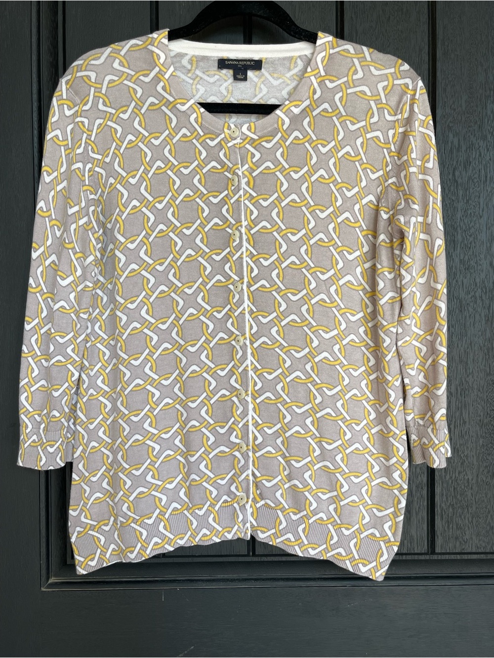 Banana Republic Geometric Chain Print Cardigan Sweater Large